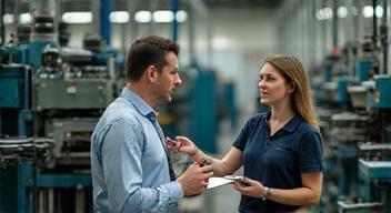 Instructor explaining paper machine operation on shop floor